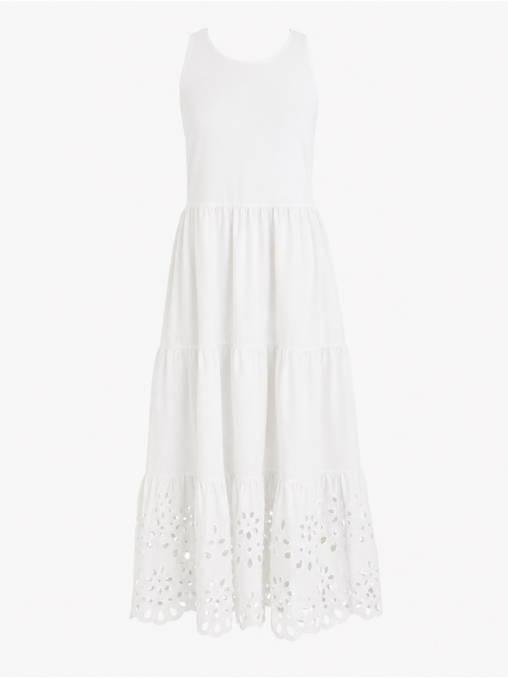 J. Crew Tiered knit maxi dress with eyelet trim NWT